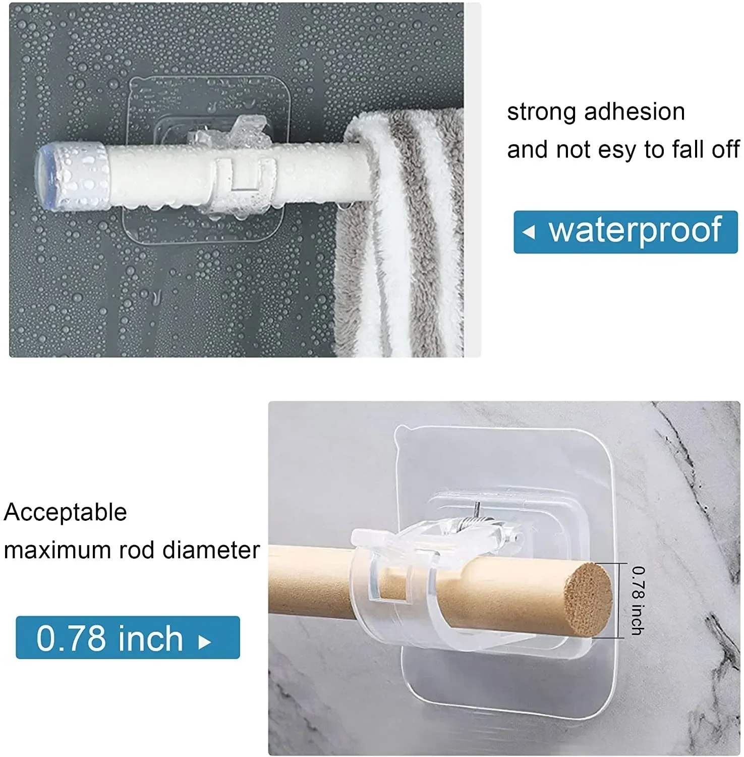

Drill Curtain Rod Organizer Rod Adhesive Bracket Holder Home Clips Hooks Rack Clamp Self Wall No Adjustable Nail-free Hanging