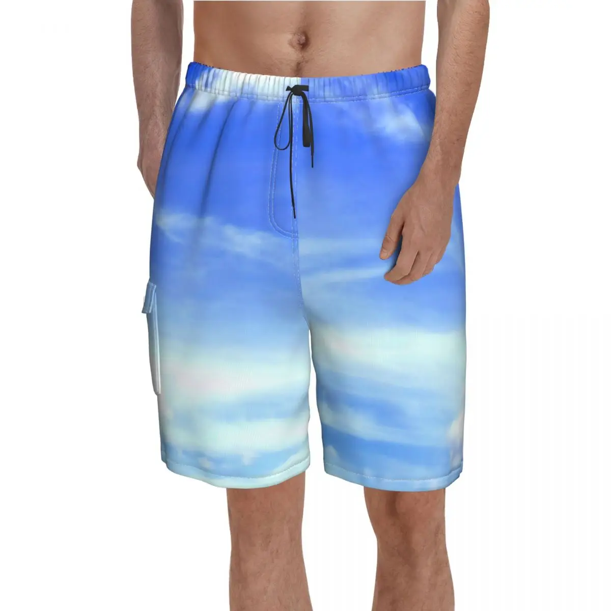 

Шорты для плавания с изображением белого облака драматические пляжные шорты с голубым небом высокое качество мужские классические дизайнерские Плавки размера плюс 2XL