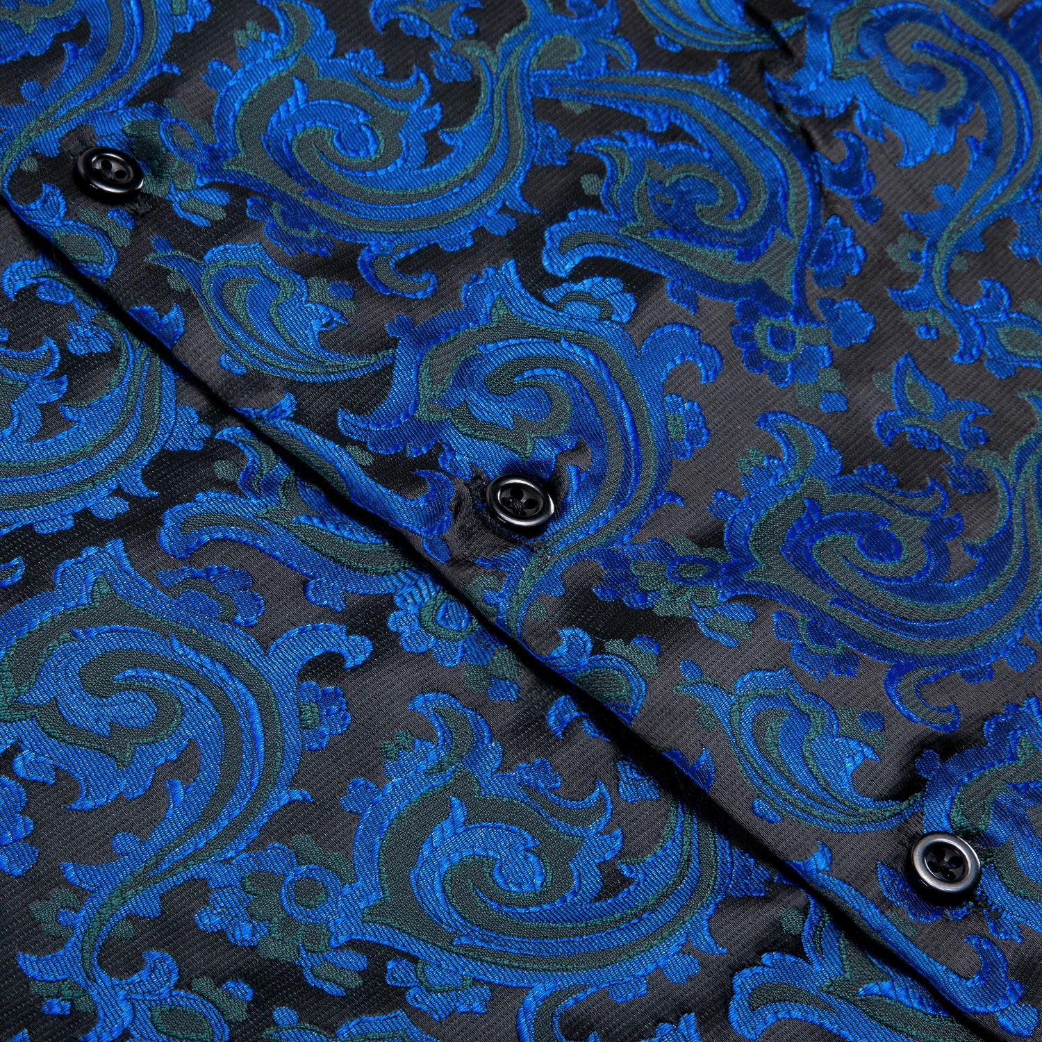 Formal Blue Black Mens Shirts Silk Spring Autumn Long Sleeve Slim Fit Paisley Jacquard Shirt For Male Business Party Gift Hi-Tie
