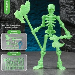 Articulated 3D DIY Skeleton Decor and Prank Toy Action Figure (Luminous Green)