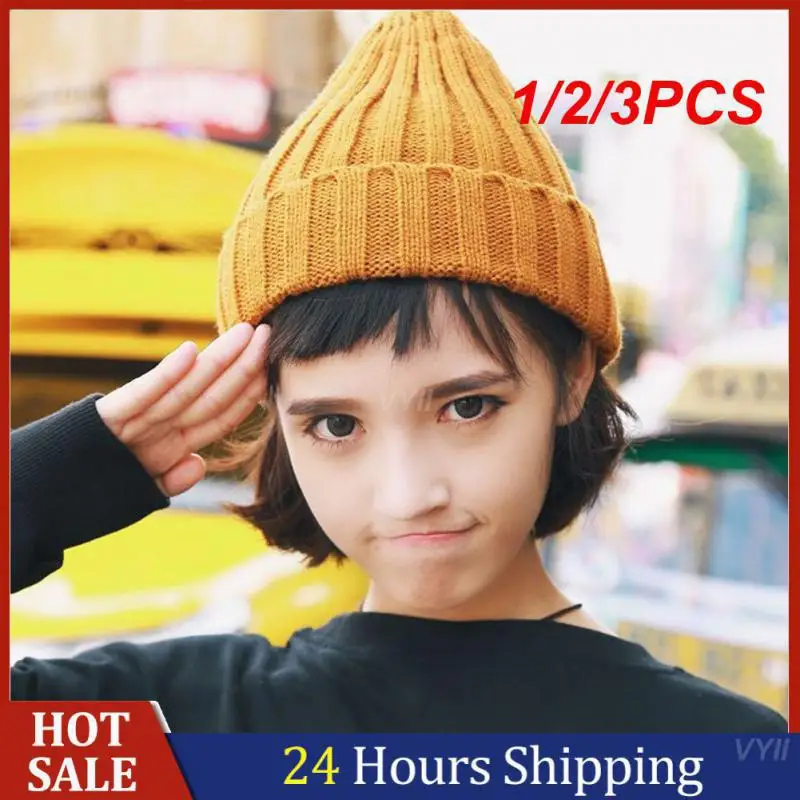

1/2/3PCS Knitted Hats Fashionable Trendy Versatile Winter Caps For Unisex Hat Soft And Warm Trending Warm Comfortable