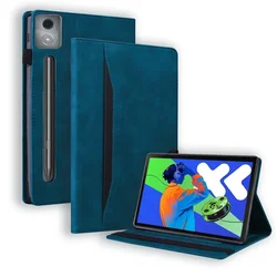 Luxury Wallet Stand Tablet Case - Premium 12.7 Inch Protective Cover for Lenovo Idea Tab Pro (Blue)
