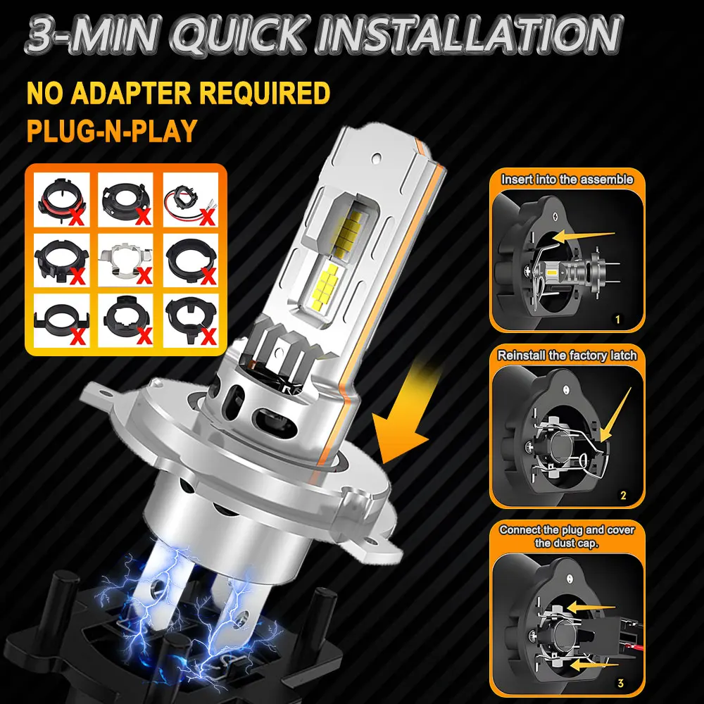 H4 Bi LED 헤드라이트 전구 1500W 고출력 자동차 램프 CANBUS 9084 CSP 미니 무선 자동차 라이트 상/하향등 터보 팬 스포트라이트 12V