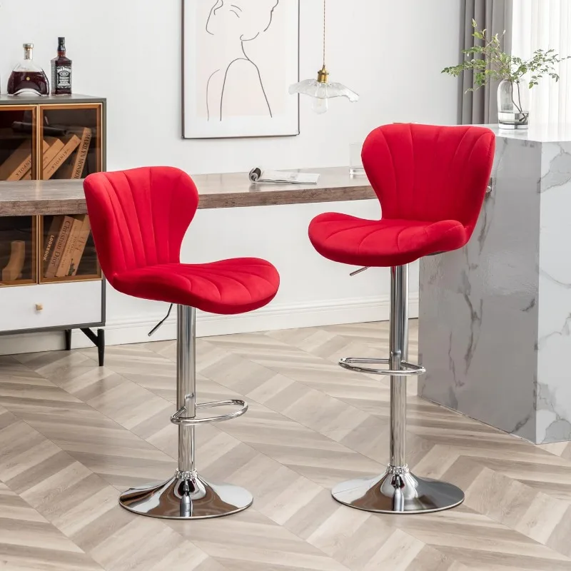 

Ellston Velvet Adjustable Swivel Barstools in Pink, Set of 2