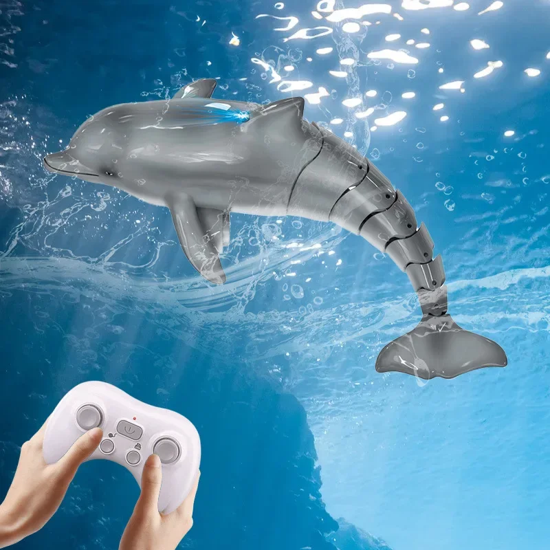 Rc Boat 2.4G Remote Control Dolphin with Light Simulation Electric Water Toys Simulation Radio-Control Animal Children Gift 3