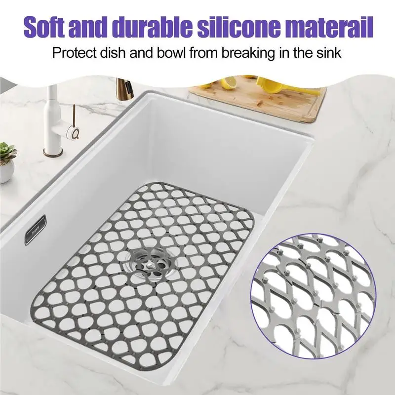 2 Pack Silicone Sink Mats Kitchen Folding Non-Slip Sink Protector Grid  Accessory