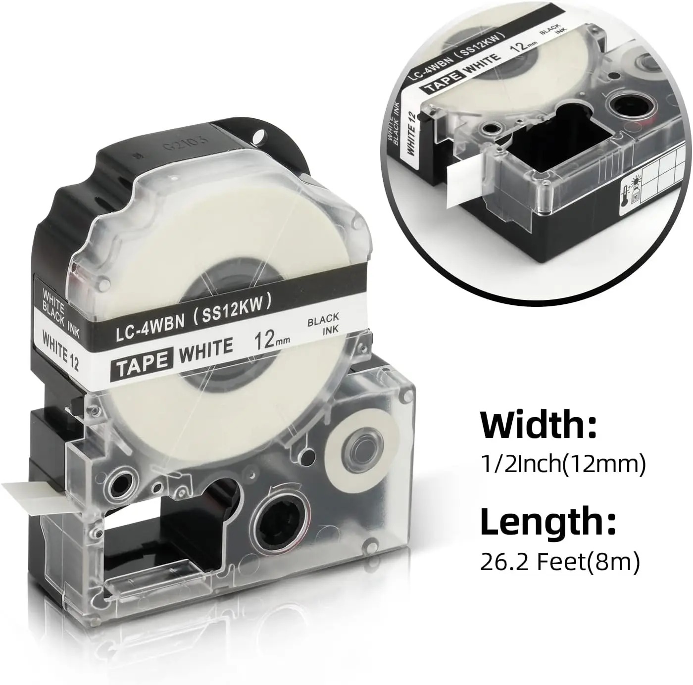 12mm Label Tape LC-4WBN SS12KW ST12KW SC12YW Compatible for EPSON king jim LW 300 400 600P 700 Maker Label Printer