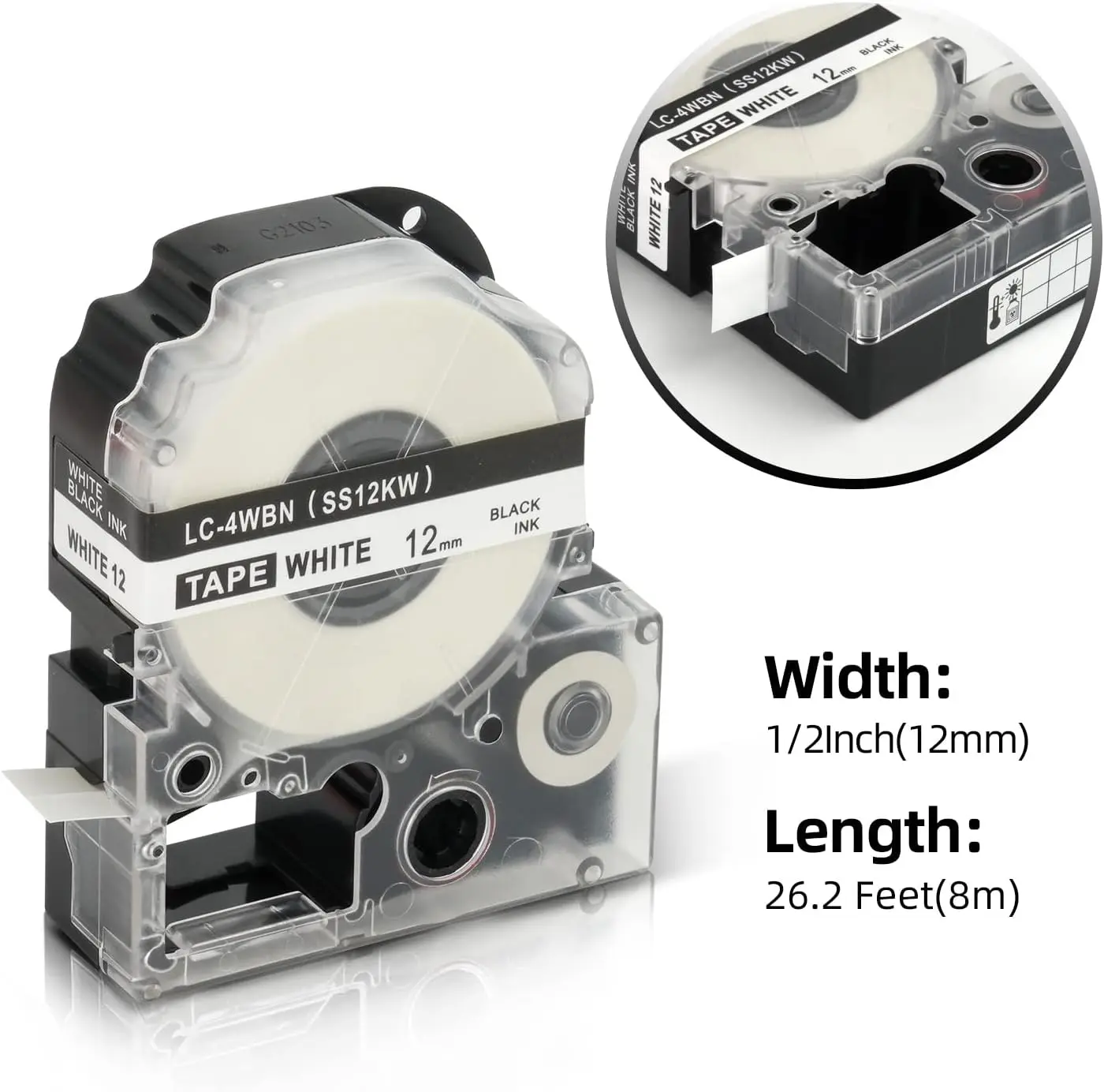 EPSON King Jim LW 300 400 600P 700 메이커 라벨 프린터 호환 라벨 테이프 LC-4WBN, SS12KW, ST12KW, SC12YW, 12mm