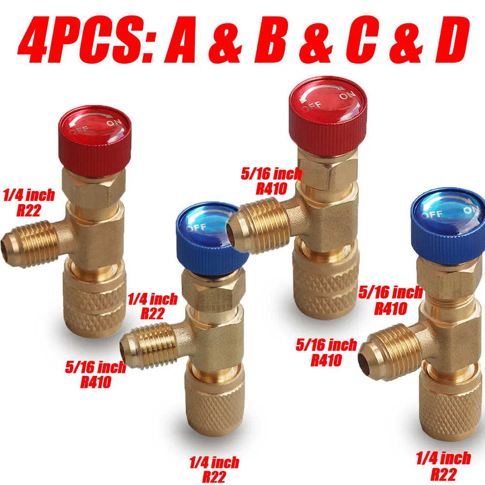 Refrigeração Carregamento Válvula de Segurança ar Condicionado Refrigerante Adaptador Mão Ferramenta Peças R410a R22 Pcs