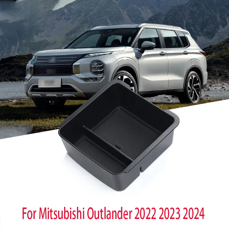 

Автомобильный центральный подлокотник, коробка для хранения для Mitsubishi outlander 2022 2023 ABS, черный контейнер, органайзер для перчаток, аксессуары