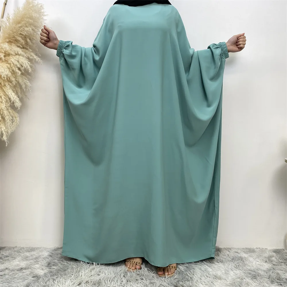 

Wepbel Dubai Hijab Abaya Women Batwing Long Sleeve Pure Robe Caftan Solid Color Loose Islamic Clothing Ramadan Abaya Kaftan