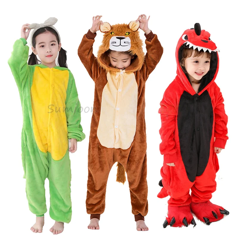 Baby Girls Boys Pajamas Unicorn Dinosaur Lion Cosplay Costume 1 to 4 Years