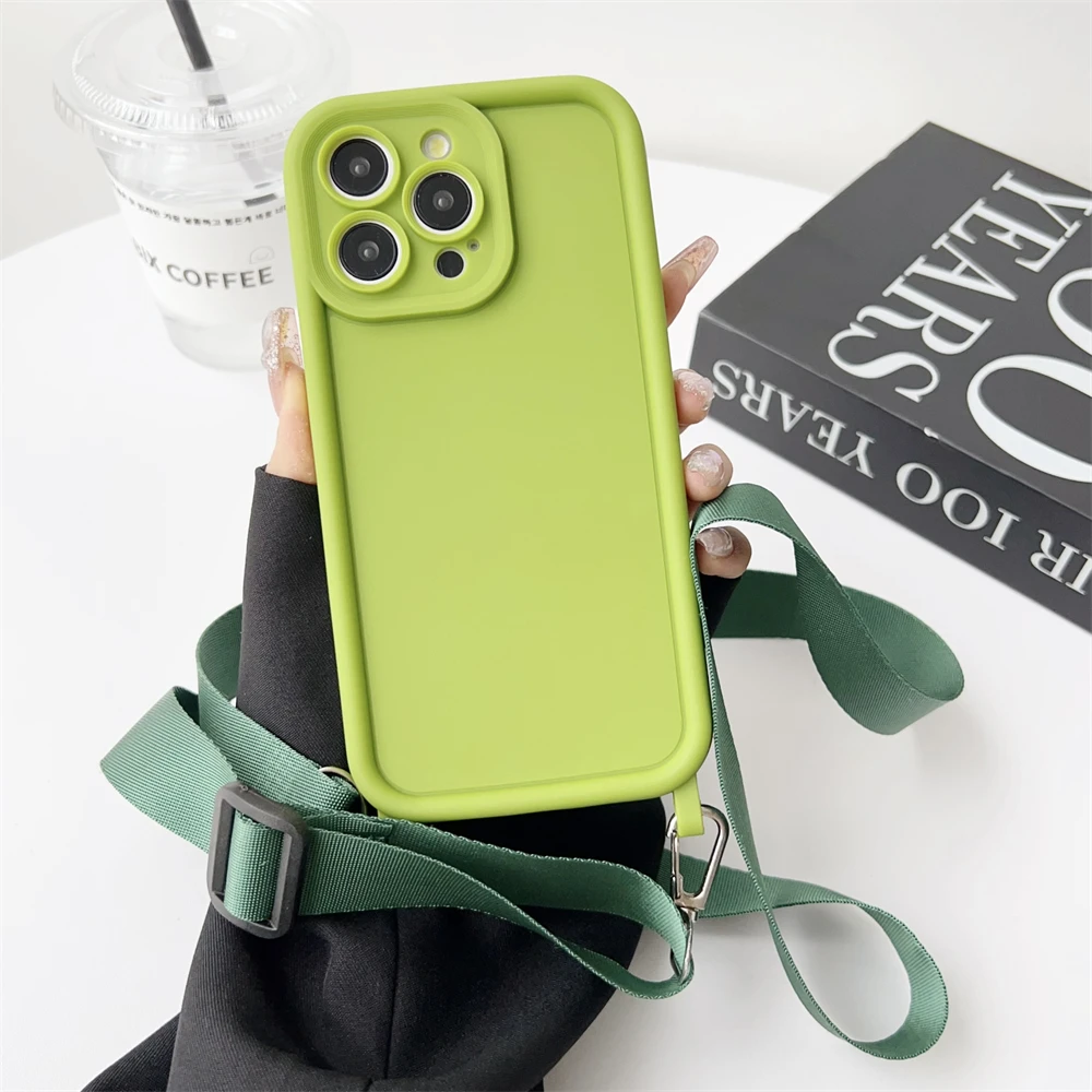 Crossbody Rope Lanyard Necklace Case with Shockproof Soft Silicone Cover