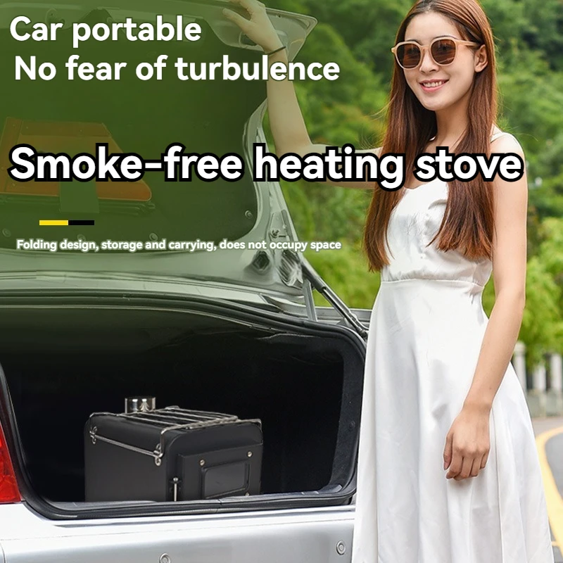 Portable Integrated Type Tent Wood Burning Stoves with Smoke Tube and Fire Hook Multi Functional Smoke-free Heating Stove