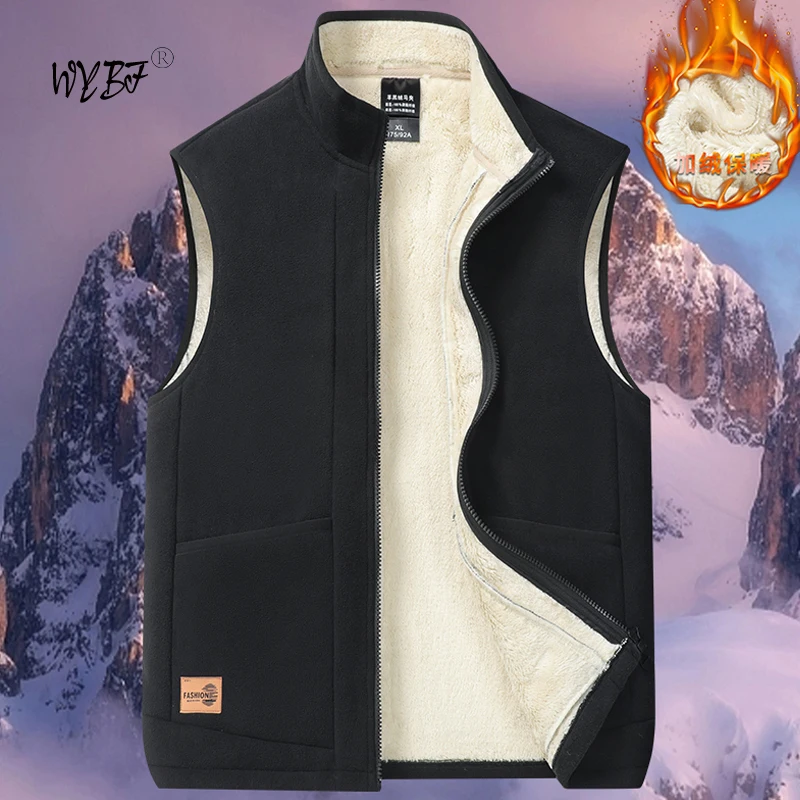 2024 New Winter Casual Fleece Sleeveless Vest Men Jacket New Autumn Warm Thick Coat Male Fashion Plus Size Men Waistcoat