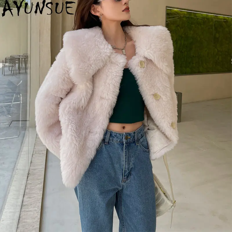 

AYUNSUE 100% куртка из овчины женская одежда корейская мода зимнее шерстяное пальто меховые куртки повседневные меховые пальто Chaqueta Mujer SG