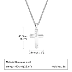 Silver Textured Cross Pendant Necklace with Stainless Steel Chain - Hypoallergenic Men's Jewelry Gift (PN - 1999S)