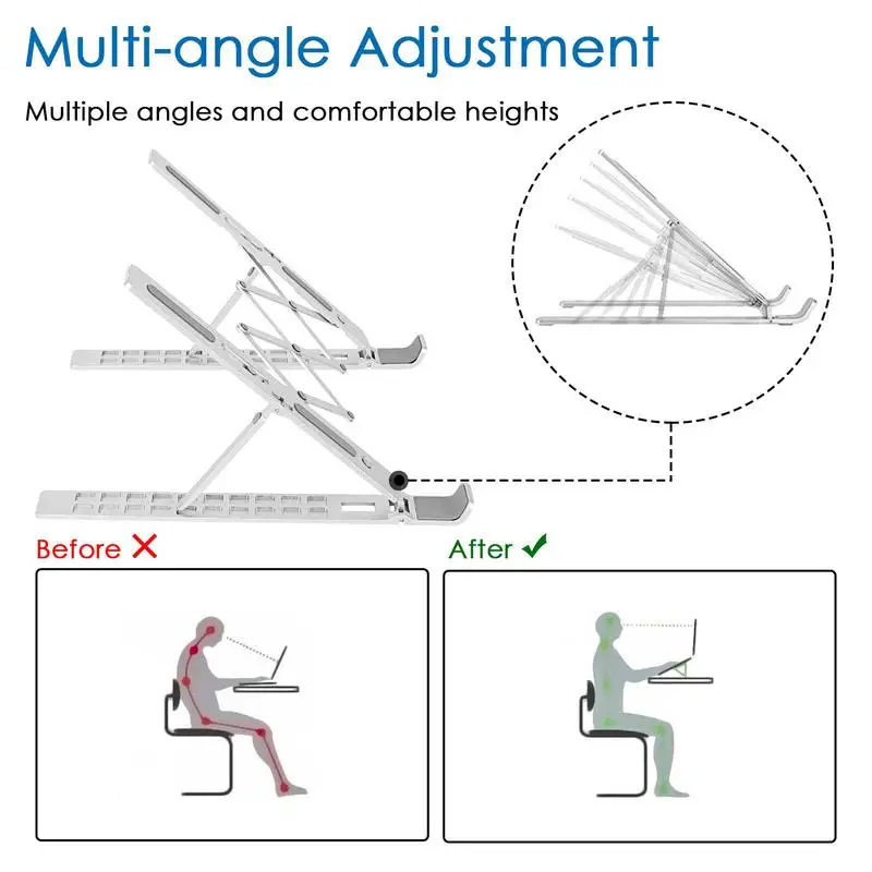 Laptop Holder Riser Laptop Riser Notebook Folding Stand Holder Adjustable Height Aluminum Computer Riser For Laptop Notebook