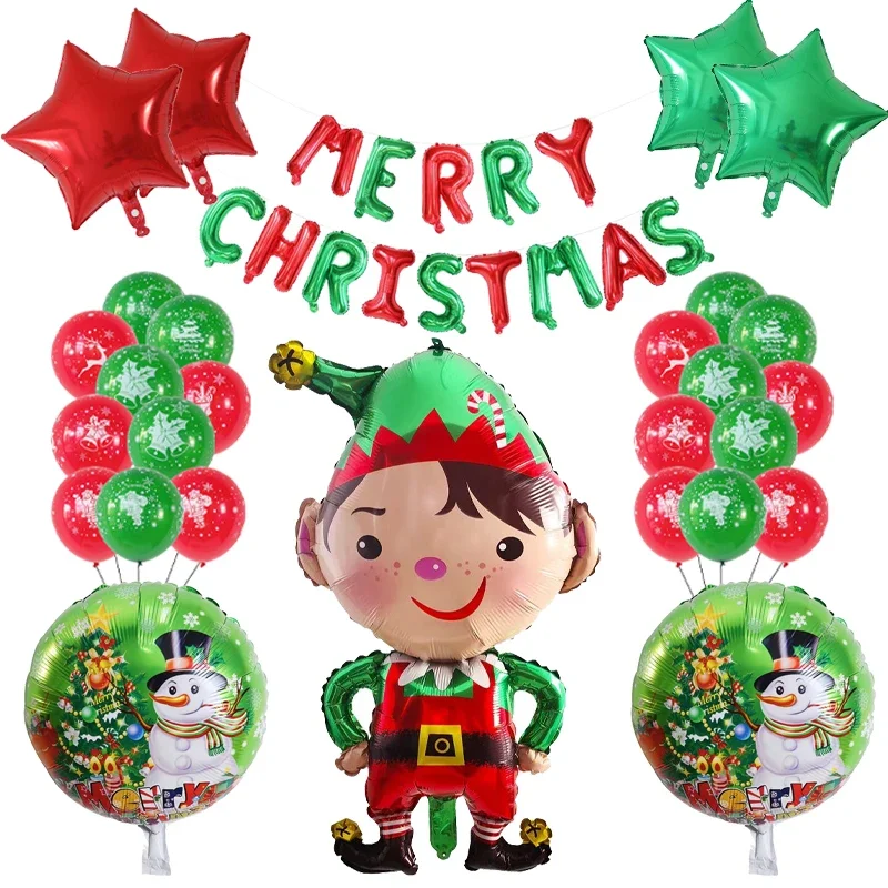 thumbnail image 1 of 28 piezas/juego de globos de aluminio con temática navideña de Papá Noel, muñeco de nieve, dulces, para decoración del hogar, regalos para niños, suministros de globos de aire, 1 of 4