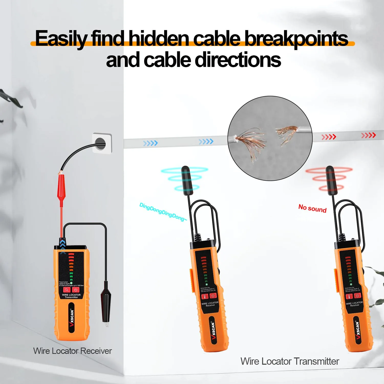 Circuit Detector Circuit Tester VXSCAN F04 Underground Wire Tracker Tester Wall cable Non-Destructive Locator LAN Detector Diagnose Tone Tool Kit