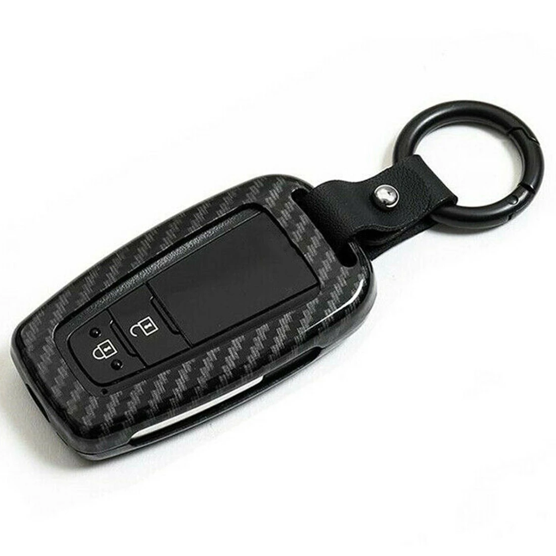 

Carbon Fiber Look Smart Key Holder Steel Case Cover for Toyota Corolla