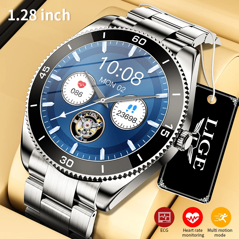 

LIGE Men's Smart Watches HD Full Touch Bracelet Heart Rate ECG Smart Wristband IP67 Waterproof Sports Smartwatch For Android IOS
