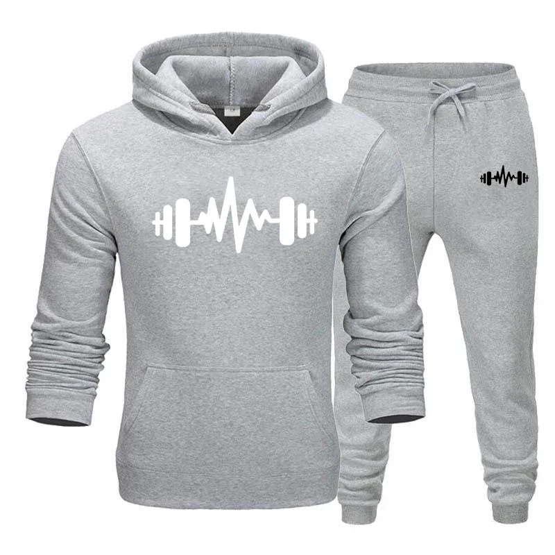 Men's Tracksuit Fashion Printed Hoodies and Sweatpants 2 Pieces Set Autumn Winter Warm Casual Streetwear Male Sportswear 3XL 4XL