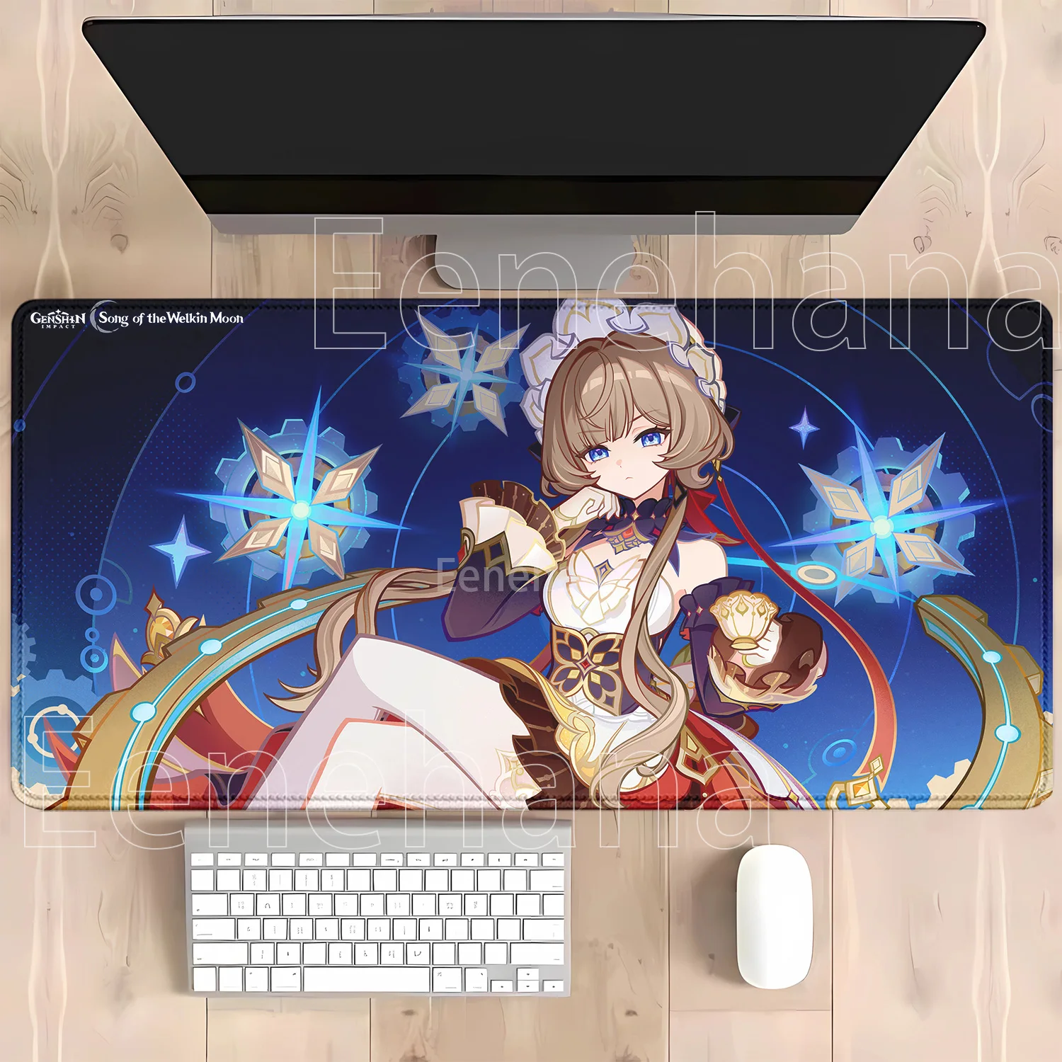 Genshin Impact Anime Kawaii Girl Gaming Mouse Pad - HD Print Desk Mat, Rubber Office Carpet with Overlock Edges