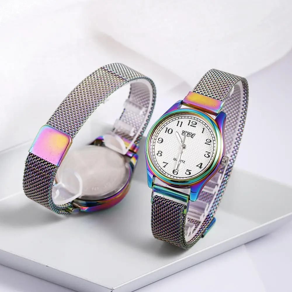 

Quartz Watch Women Magnet Buckle Watch Luxury Ladies Quartz Digital Dial New Luxury Rainbow Colorful Watches Bracelet Clocks