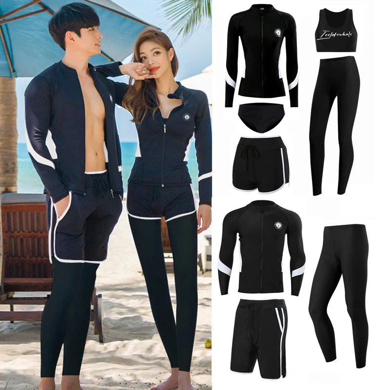 wisuwore Rash Guard Couples 2023 New Korean  Long Sleeve Multi Pieces Swimsuit Swimwear Bathing Suits Surfing Long Pant