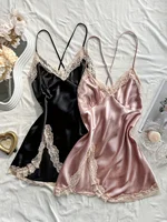 Two-piece lace patchwork women's Nightdress sexy and comfortable pajama set for women