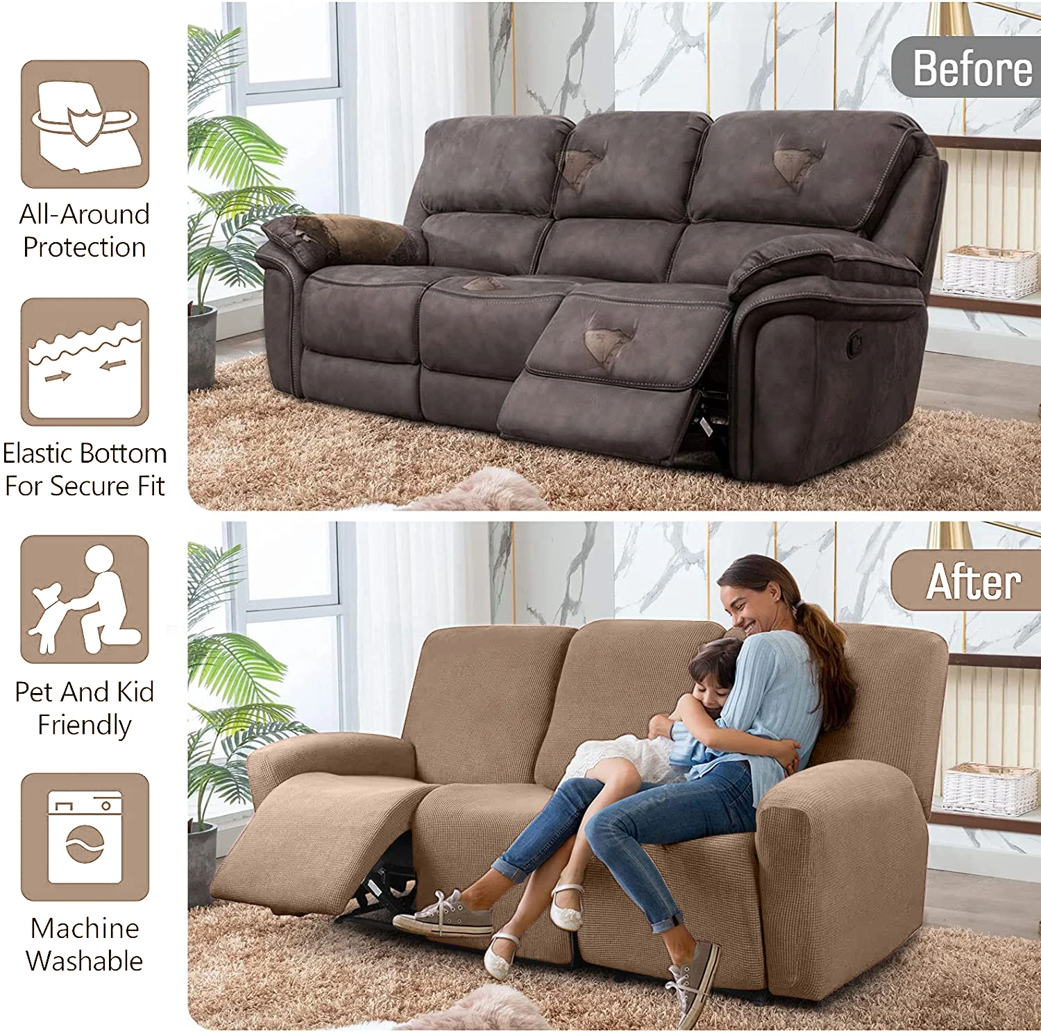 Corn grid Jacquard Recliner Sofa Cover Elastic Armchair Case Anti-Dust Sofa Covers Non-Slip Lazy Chair Cover For Living Room 5