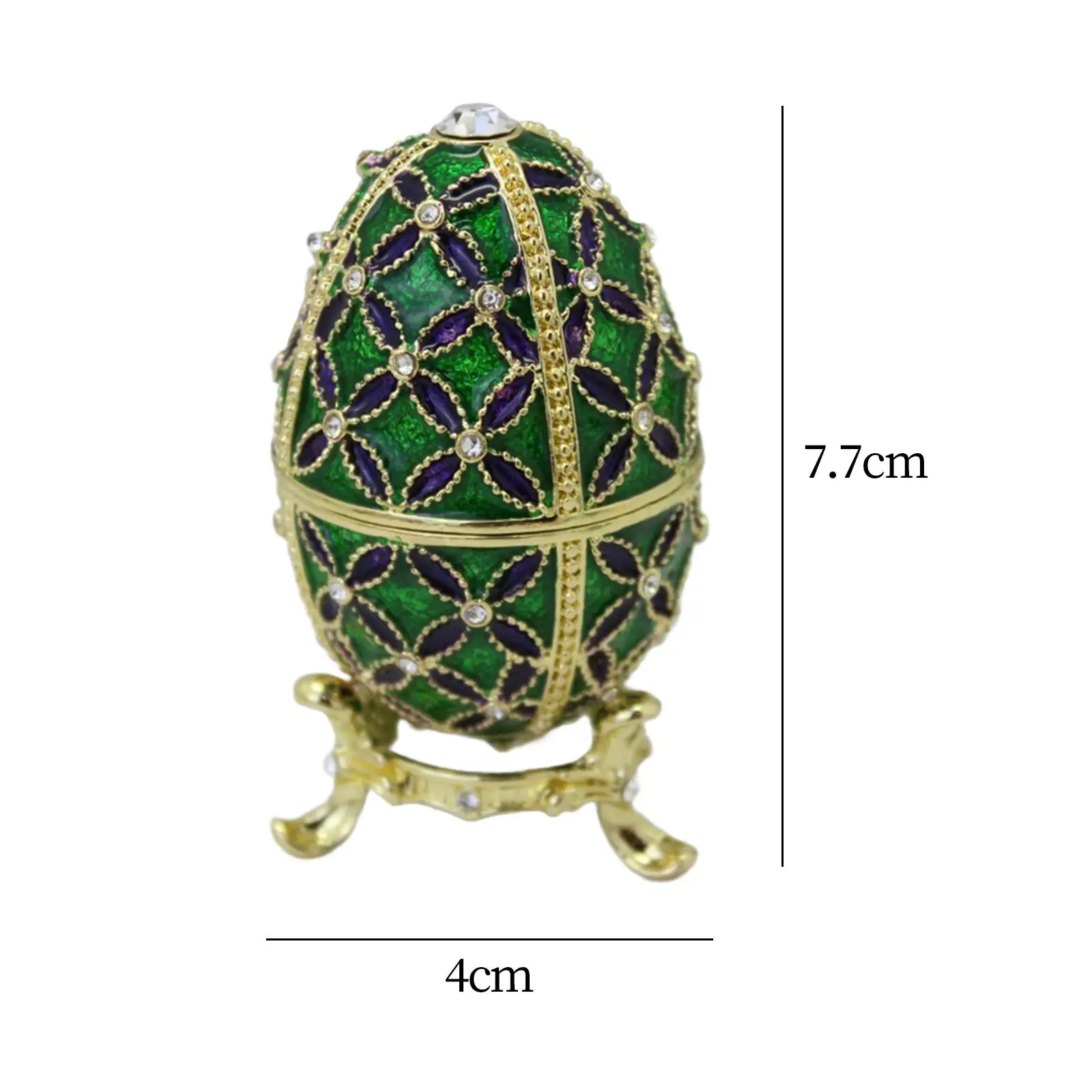 Easter Egg Shape Enameled Trinket Box Decoration Handcrafts Figure Crafts Spring Rings Faberge Egg Jewelry Organizer