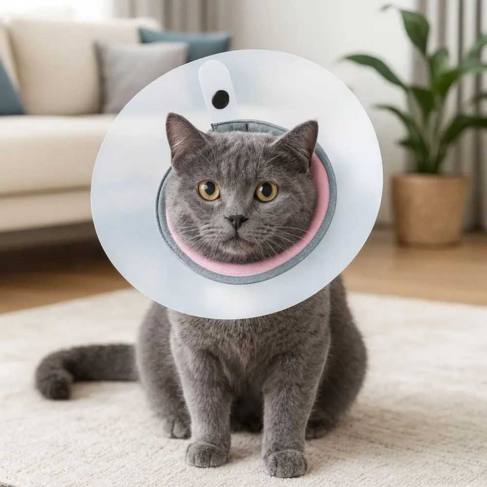 Breathable Pet Protective Collar Adjustable Bite Resistant Anti-Bite Collar Anti-Scratch Transparent Recovery Cone Collar