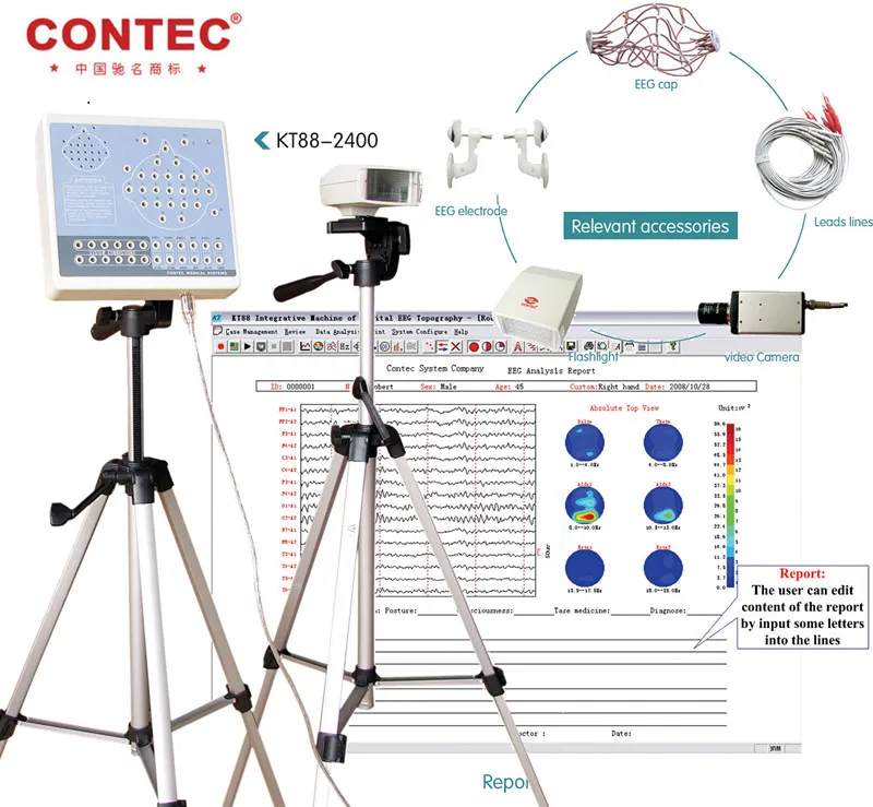 CONTEC KT88-2400 24-Channel Portable Digital EEG Brain Mapping Scanner