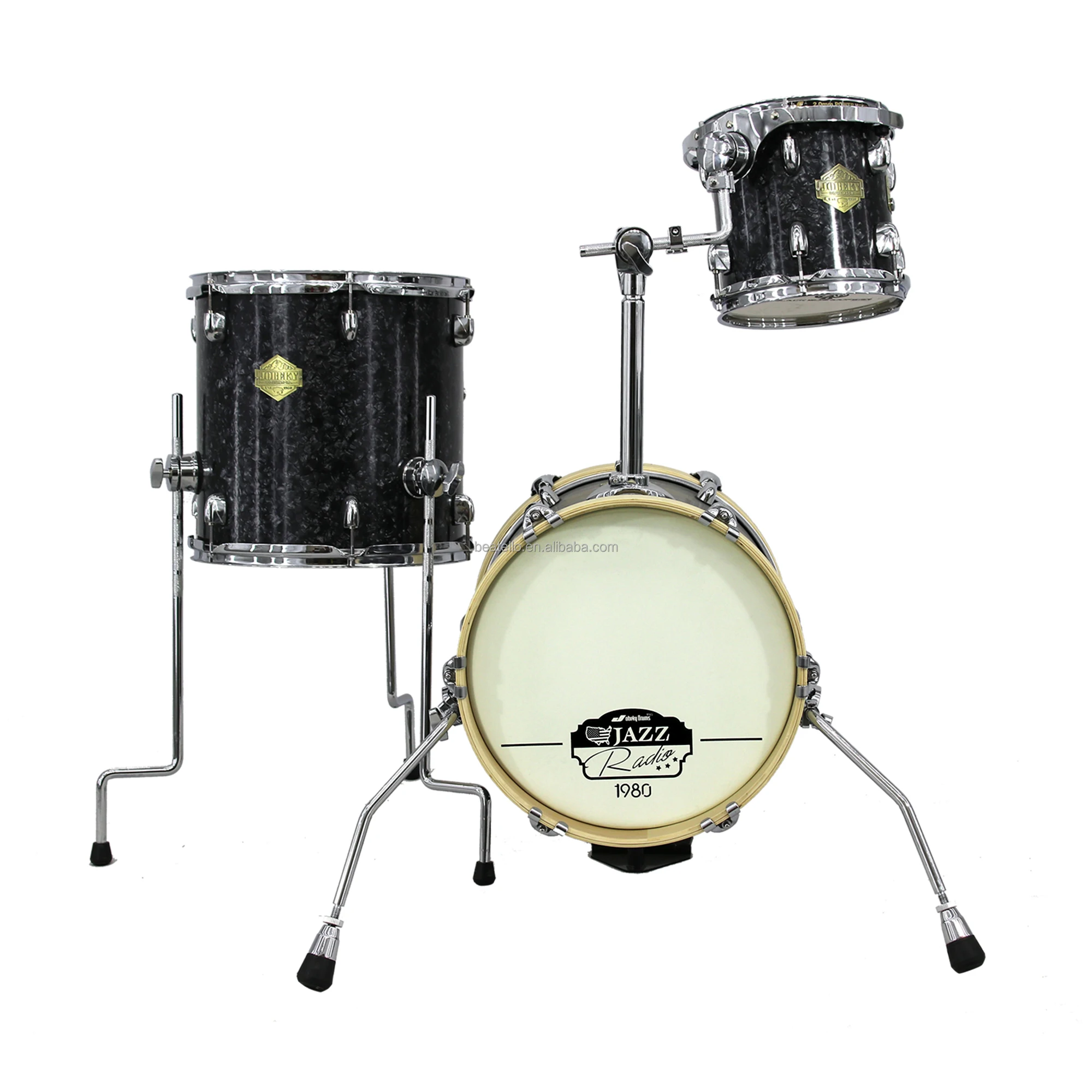 JBK Small-sized 3Pcs Bass Drum & Tom-toms Drum Set Beginners High Quality Percussion Instrument Jungle Portable Set