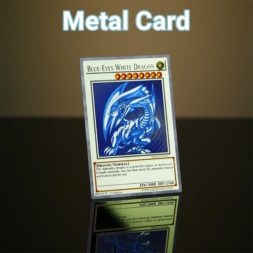 Yugioh Cards Metal Yu Gi Oh Letters Blue Eyes White Dragon Dark Magician Girl Obelisk Ra Gold Iron Carte Da Gioco Anime Game Toys