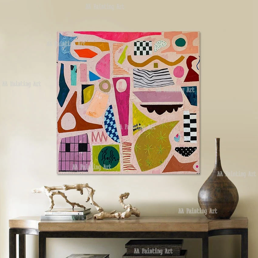 

Kids Bedroom Decorative Item Colorful Large Wall Cartoon Picture Canvas Oil Painting Pure Handmade Unframed Luxury Colors Poster
