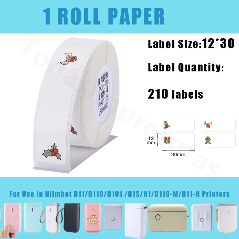 Niimbot 크리스마스 소원 열 라벨 용지, H1 H1S D110 D101 D11 프린터 마킹 라벨 리본 테이프, 어린이 스티커 축제 선물
