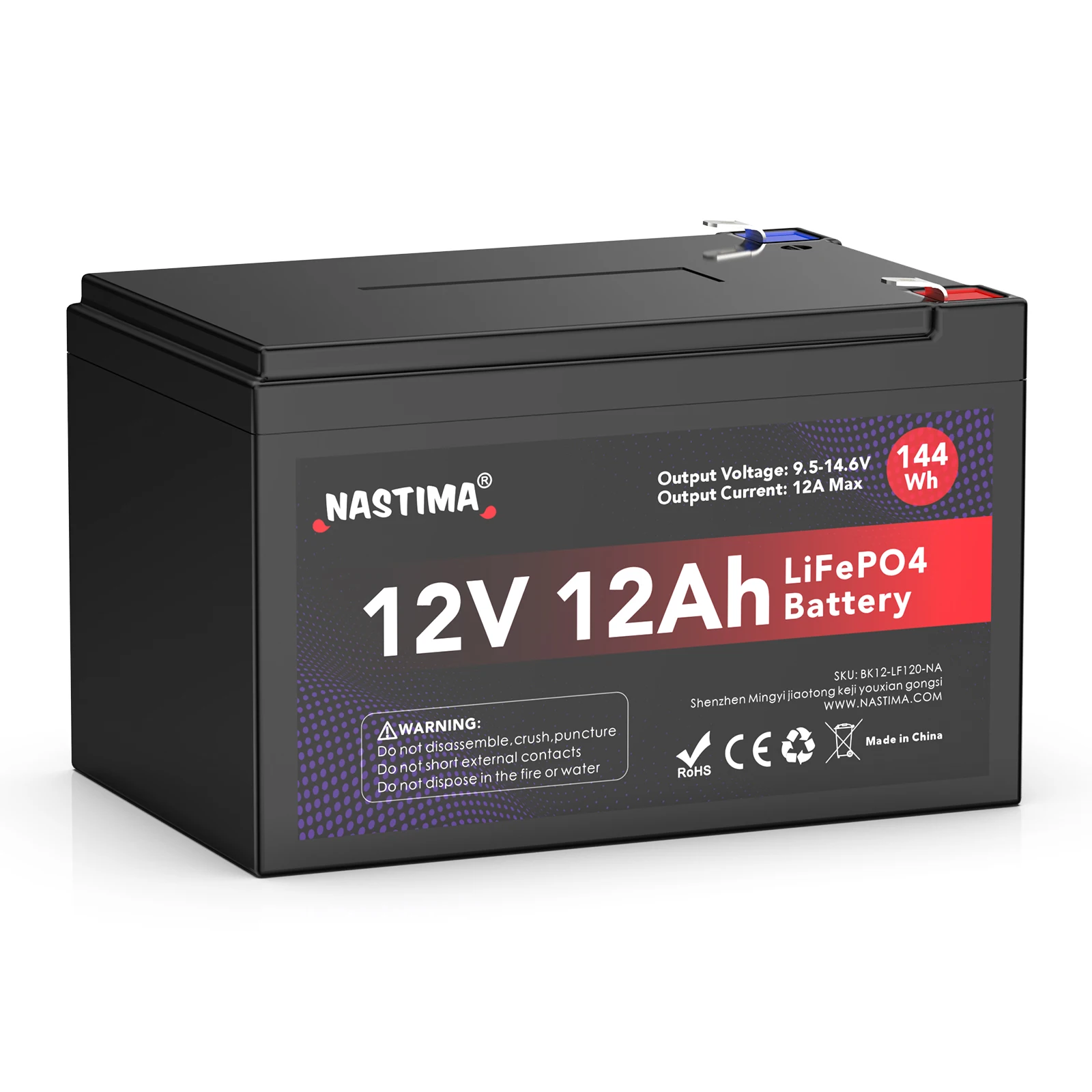 Bateria do Fosfato do Ferro do Nastima-lítio Bateria Lifepo4 Bms Incorporado 12v 12ah para o Barco Solar rv Fuzileiro Naval Armazenamento de Energia Home