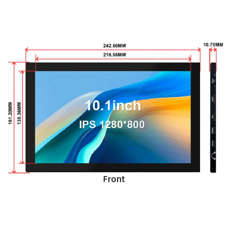 10.1 인치 IPS 휴대용 디스플레이 1280*800 HD LCD 터치 스크린 스피커 홀더 HDMI 호환 PC 라즈베리 파이 오렌지 파이