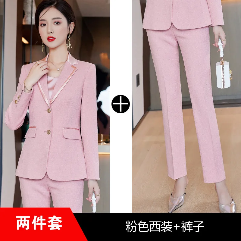 

Pink Women Suits Jacket Slim Fit 2 Pieces Cotton Suits for Prom Wedding Business