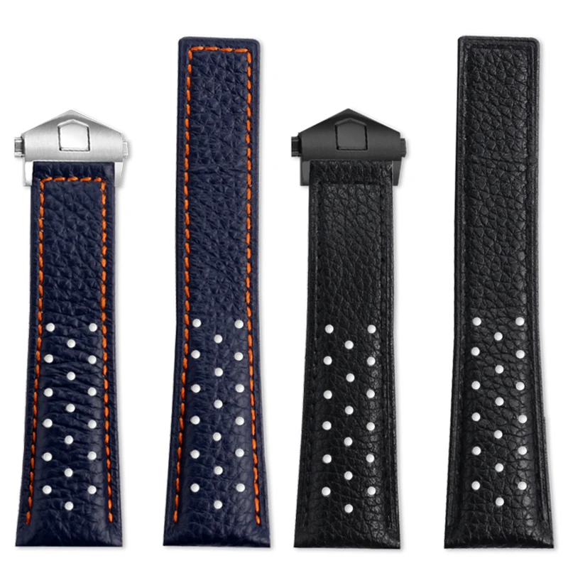 Cinturino In Vera Pelle Da Uomo Per Heuer Monaco Su Kalera Caw211R/P Catena Dell'Orologio Fibbia Pieghevole Cinturino Traspirante 22Mm