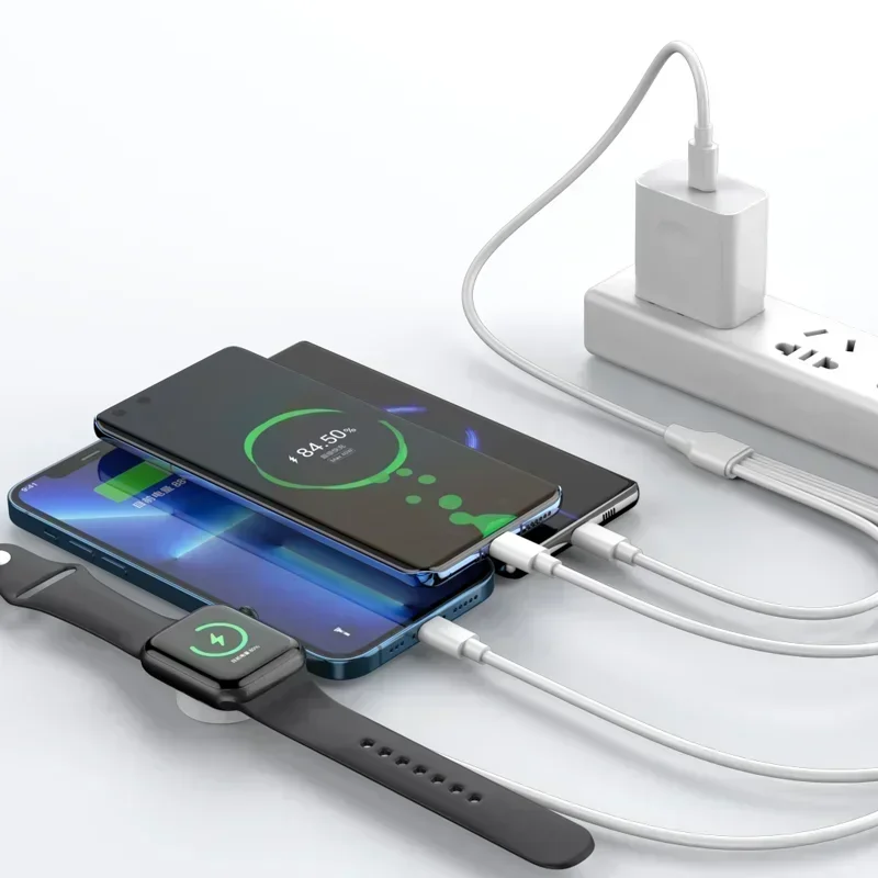 4 In 1 Magnetic Wireless Charger USB Type C PD Charging Cable Fast Watchfor iPhone 14 /Android Apple Watch iWatch 1-9 Ultra SE watch charger
