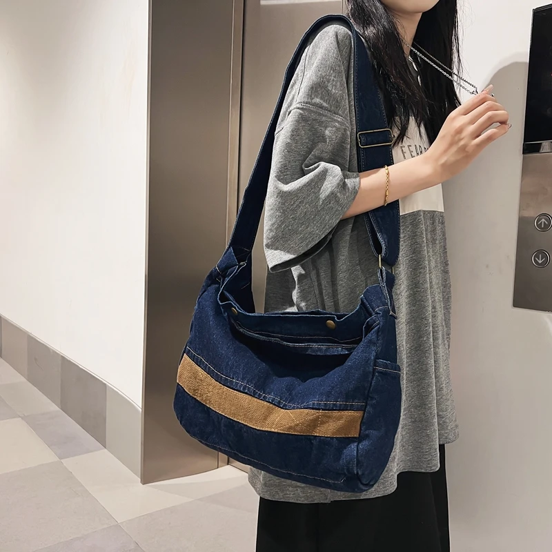 

Denim Women's Bag 2022 Jeans Shoulder Bag Female Shopping Bag High Capacity Eco Bag Korean Canvas Messenger Bag Y2K Satchel Sac
