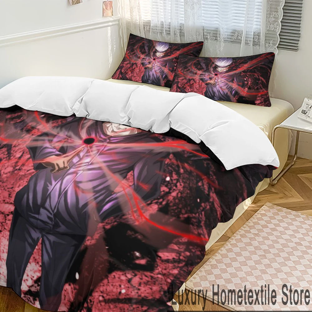 Anime Jujutsu Kaisen Bedding Set Duvet Cover Bed Set Quilt Cover Pillowcase Comforter king Queen Size Boys Adult Bedding Set 5