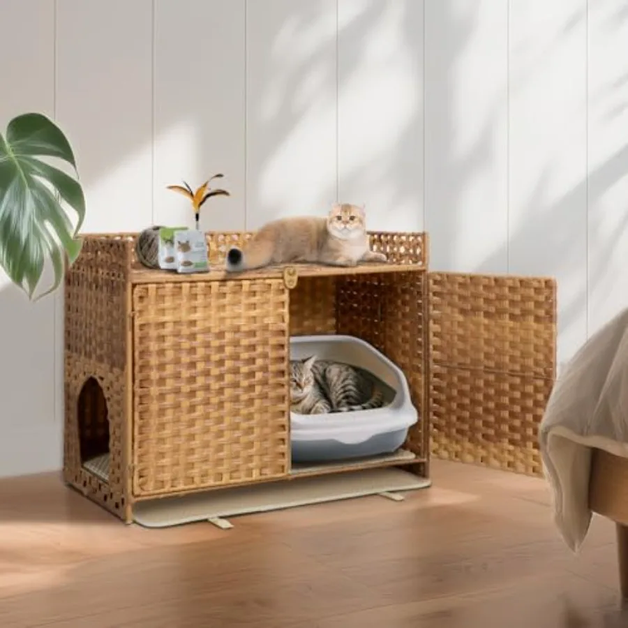 Modern Hidden Cat Litter Box Furniture Enclosure