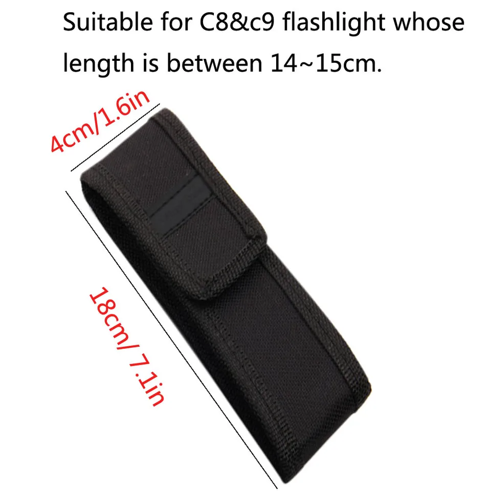 Nylon Etui Ceinture Lampe De Poche Cas Couverture Pochette Pour