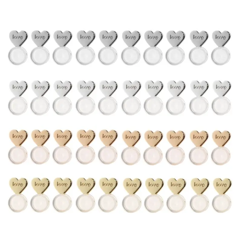 

10 PCS Heart Love Earring Backs Replacements for Posts Earring Backings 4XBF