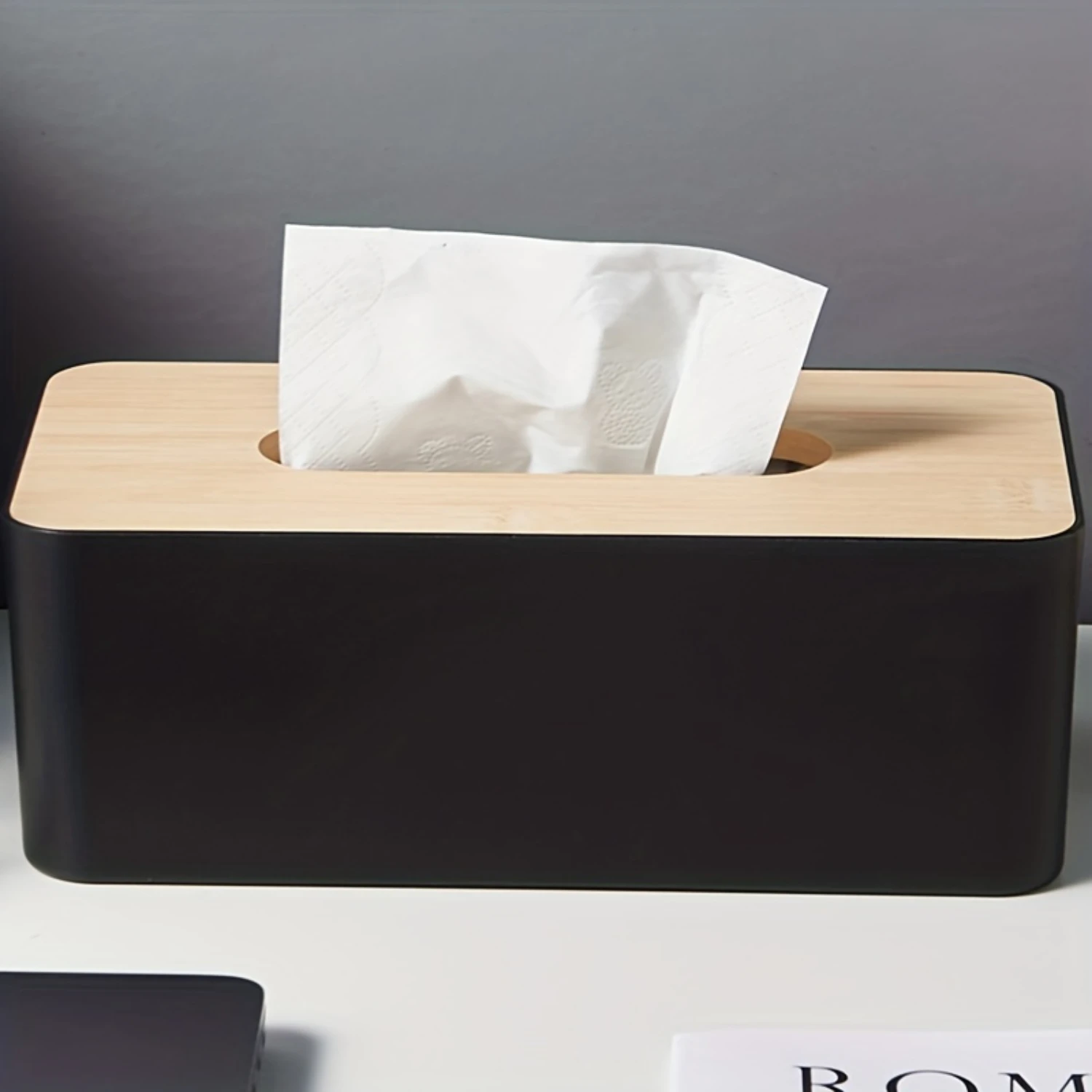 1pc Luxurious Bamboo Rectangular Tissue Box Cover - Waterproof, Elegant Holder for Disposable Paper Facial Tissues - Perfect for 6